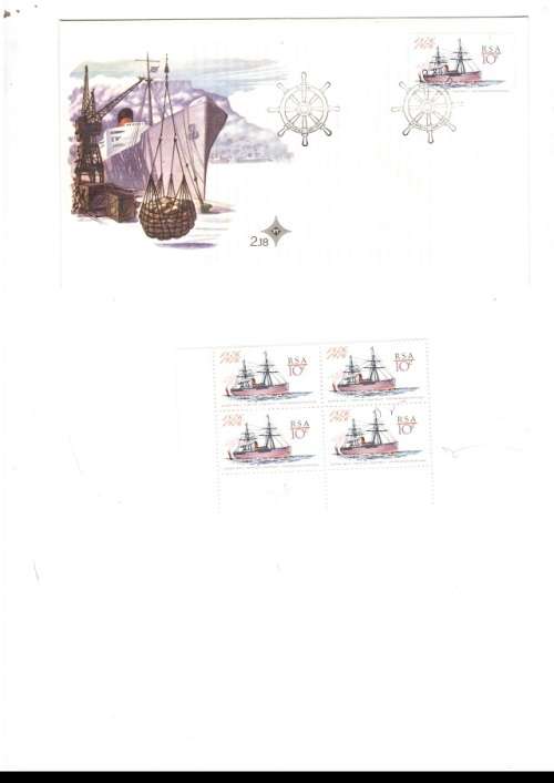 1 X RSA FDC OCEAN MAIL 1976 PLUS 1 X CONTROL BLOCK OF 4 MINT STAMPS SEE PICS