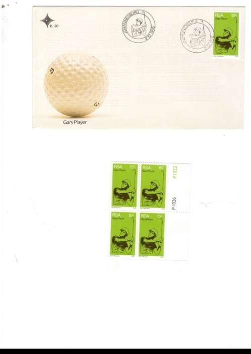 1 X RSA FDC GARY PLAYER 1976 PLUS CONTROL BLOCK OF 4 X MINT STAMPS SEE BPICS