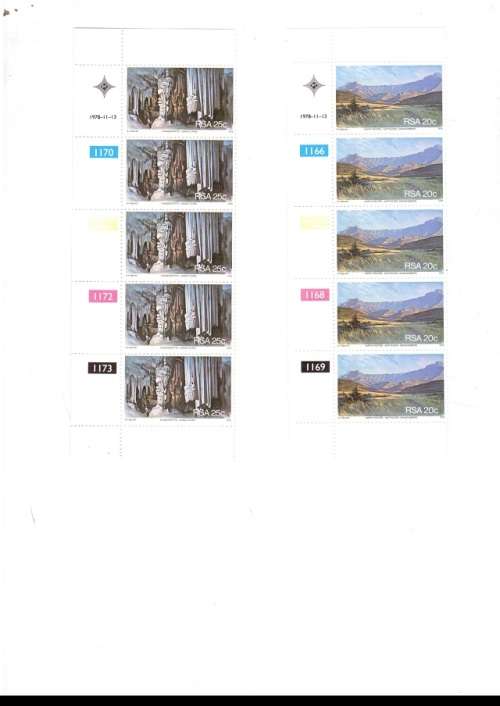 1 X RSA FDC TOURISM 1978 PLUS 4 X CONTROL BLOCKS OF 5 MINT STAMPS EACH SEE PICS
