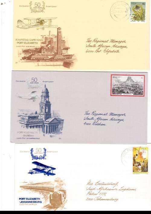 3 X RSA FDC`S 50 YEARS CIVIL AVIATION