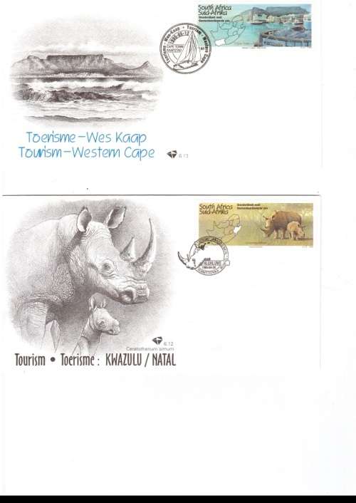 2 X RSA FDC`S TOURISM WESTERN CAPE 1995 PLUS 2 X CONTROL BLOCKS WITH 4 MINT STAMPS EACH SEE PICS