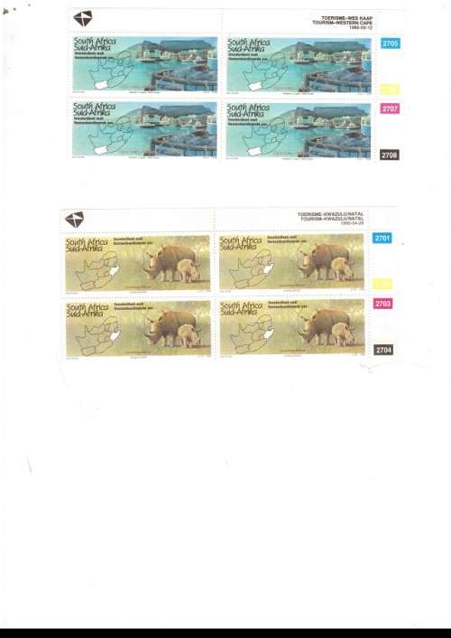 2 X RSA FDC`S TOURISM WESTERN CAPE 1995 PLUS 2 X CONTROL BLOCKS WITH 4 MINT STAMPS EACH SEE PICS