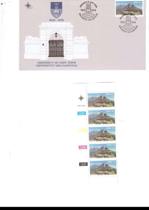 1 X RSA FDC UCT 1979 PLUS 1 CONTROL BLOCK OF 5 MINT STAMPS SEE PICS