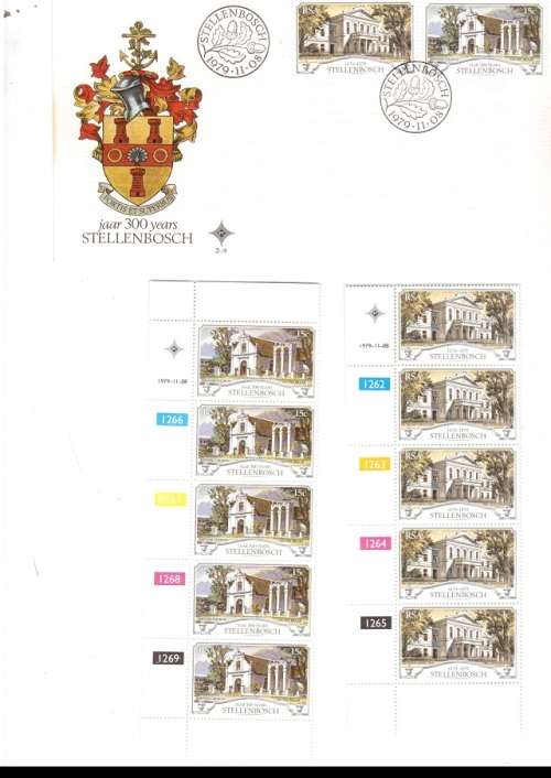 1 X RSA FDC 300 YEARS STELLENBOSCH 1979 PLUS 2 X CONTROL BLOCKS OF 5 MINT STAMPS EACH SEE PICS