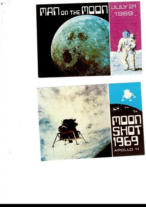 2 X UNITED STATES OF AMERICA COMMEMORATIVE POST CARDS APOLLO 11 1969 SEE PICS