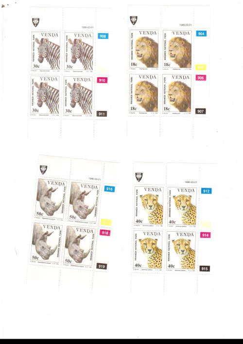 VENDA 4 X CONTROL BLOCKS WITH 4 MINT STAMPS EACH 1/3/1990 SEE PICS