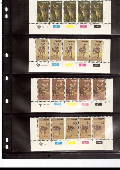 SOUTH WEST AFRICA  17 X CONTROL BLOCKS OF 5 MINT STAMPS EACH 1/10/1980 SEE PICS