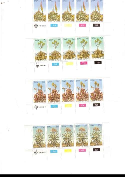 SOUTH WEST AFRICA 20 X CONTROL BLOCKS  WITH 92 MINT STAMPS SEE PICS