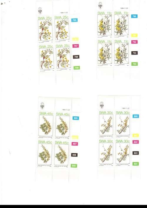 SOUTH WEST AFRICA 28 X CONTROL BLOCKS OF 4 MINT STAMPS EACH SEE PICS