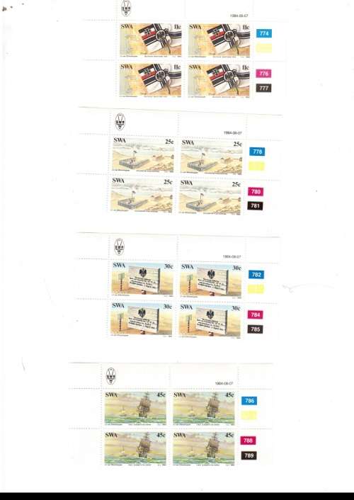 SOUTH WEST AFRICA 28 X CONTROL BLOCKS OF 4 MINT STAMPS EACH SEE PICS