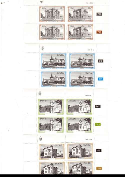 SOUTH WEST AFRICA 12 X CONTROL BLOCKS OF 4 MINT STAMPS EACH SEE PICS