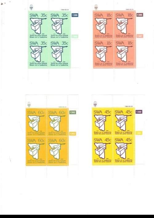SOUTH WEST AFRICA 24 X CONTROL BLOCKS OF 4 MINT STAMPS EACH SEE PICS