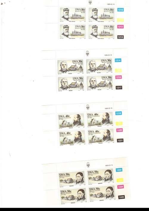 SOUTH WEST AFRICA 24 X CONTROL BLOCKS OF 4 MINT STAMPS EACH SEE PICS