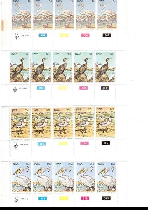 SOUTH WEST AFRICA 39 X CONTROL BLOCKS WITH 6 MINT STAMPS EACH SEE PICS
