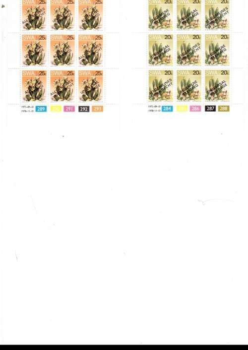 SOUTH WEST AFRICA 39 X CONTROL BLOCKS WITH 6 MINT STAMPS EACH SEE PICS