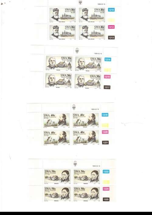 SOUTH WEST AFRICA  52 X CONTROL BLOCKS OF 4 MINT STAMPS EACH SEE PICS
