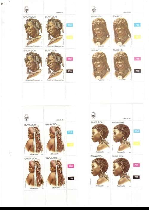 SOUTH WEST AFRICA  52 X CONTROL BLOCKS OF 4 MINT STAMPS EACH SEE PICS