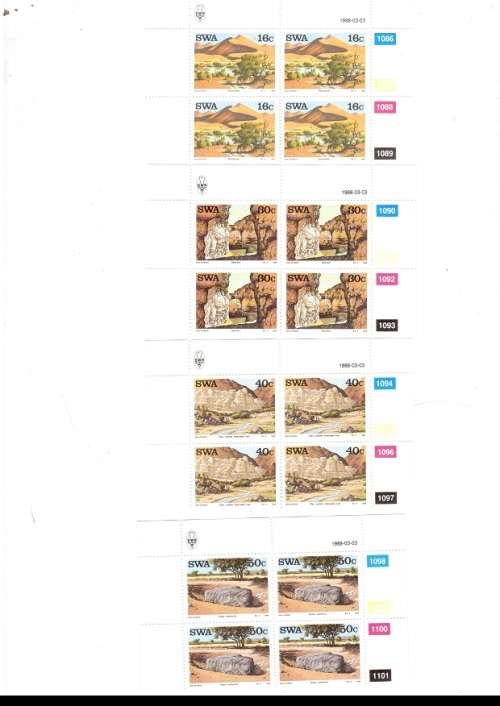 SOUTH WEST AFRICA  15 X CONTROL BLOCKS OF 4 MINT STAMPS EACH SEE PICS