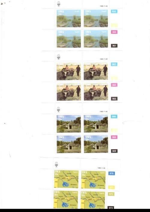 SOUTH WEST AFRICA  15 X CONTROL BLOCKS OF 4 MINT STAMPS EACH SEE PICS
