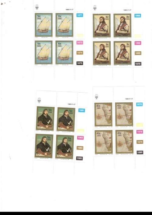 SOUTH WEST AFRICA  15 X CONTROL BLOCKS OF 4 MINT STAMPS EACH SEE PICS