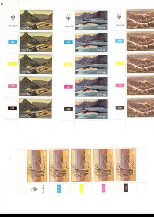 SOUTH WEST AFRICA 10 X CONTROL BLOCKS OF 5 MINT STAMPS EACH SEE PICS