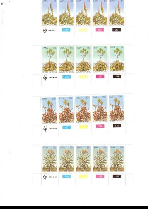 SOUTH WEST AFRICA 10 X CONTROL BLOCKS OF 5 MINT STAMPS EACH SEE PICS
