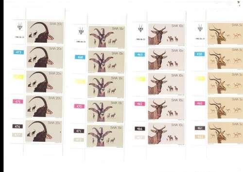 SOUTH WEST AFRICA 10 X CONTROL BLOCKS OF 5 MINT STAMPS EACH SEE PICS