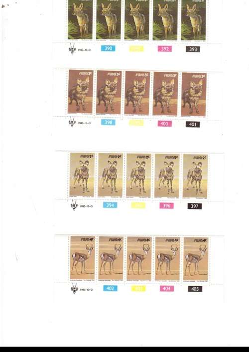 SOUTH WEST AFRICA 17 CONTROL BLOCKS OF 5 MINT STAMPS EACH 1980 SEE PICS
