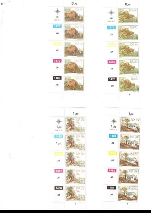 REPUBLIC OF SOUTH AFRICA 47 X CONTROL BLOCKS  OF 4 MINT STAMPS EACH SEE PICS