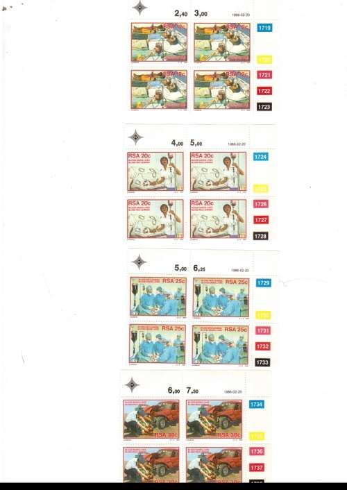 REPUBLIC OF SOUTH AFRICA 33 X CONTROL BLOCKS OF 4 MINT STAMPS EACH SEE PICS