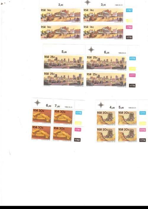 REPUBLIC OF SOUTH AFRICA 33 X CONTROL BLOCKS OF 4 MINT STAMPS EACH SEE PICS