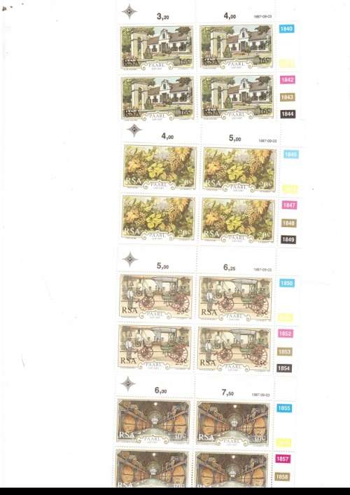 REPUBLIC OF SOUTH AFRICA 33 X CONTROL BLOCKS OF 4 MINT STAMPS EACH SEE PICS