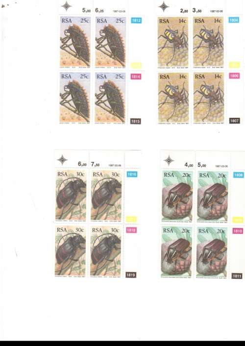 REPUBLIC OF SOUTH AFRICA 33 X CONTROL BLOCKS OF 4 MINT STAMPS EACH SEE PICS