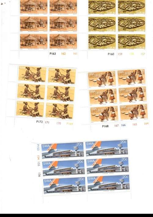 SOUTH WEST  AFRICA  29 X CONTROL BLOCKS OF 5 MINT STAMPS EACH SEE PICS