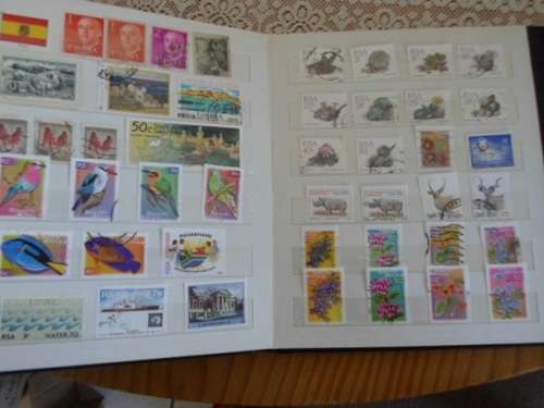 ALBUM MIXED WORLD STAMPS USED AND MINT  MANDELA HIGH VALUE INCLUDED SEE PICS