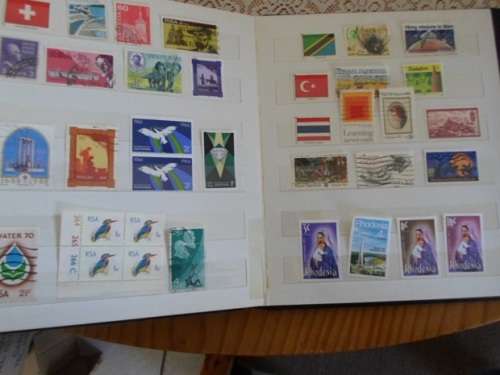 ALBUM MIXED WORLD STAMPS USED AND MINT  MANDELA HIGH VALUE INCLUDED SEE PICS