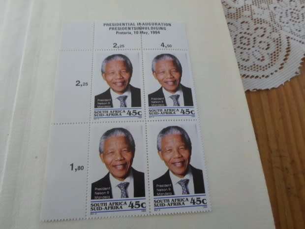 SMALL ALBUM MIXED WORLD STAMPS PLUS MANDELA MINT CONTROL BLOCK SEE PICS