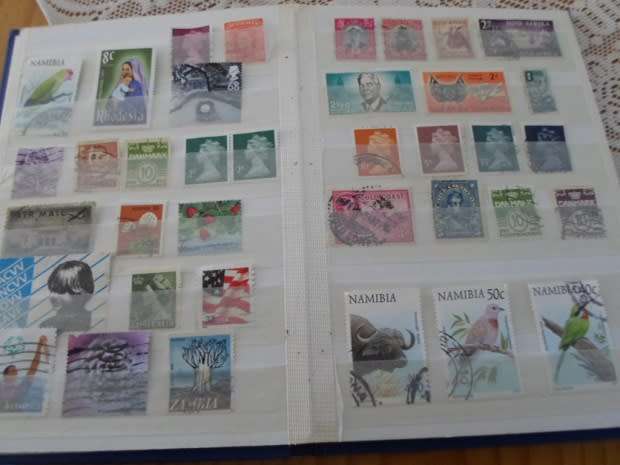 SMALL ALBUM MIXED WORLD STAMPS PLUS MANDELA MINT CONTROL BLOCK SEE PICS
