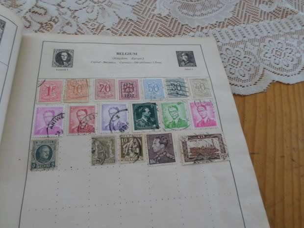 ALBUM WORLD STAMPS USED INCLUDES 4 X GB PENNY REDS NOT ALL PAGES SCANNED SEE PICS
