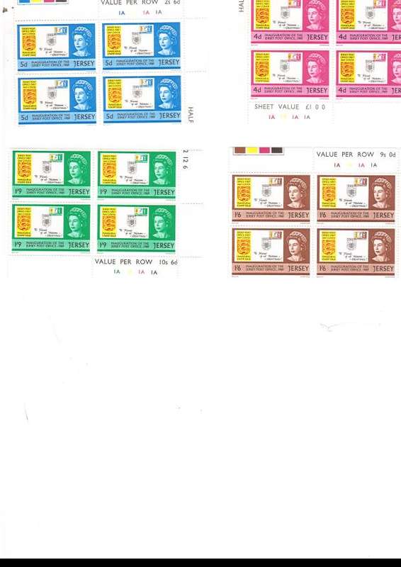 JERSEY INAUGURATION OF THE JERSEY POST OFFICE 1969 4 X MINT CONTROL BLOCKS SEE PICS