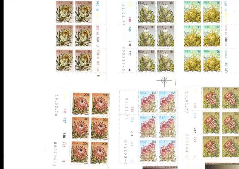 RSA PROTEAS 14 X CONTROL BLOCKS  OF 6 MINT STAMPS EACH  SEE PICS