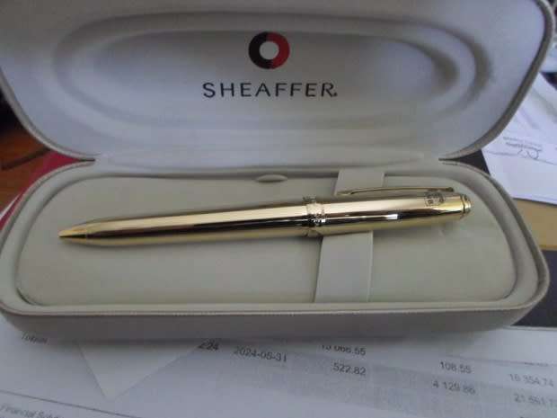 SHEAFFER PRELUDE WHITE DOT 23 K GOLD E.P. BALLPOINT MEDIUM PEN