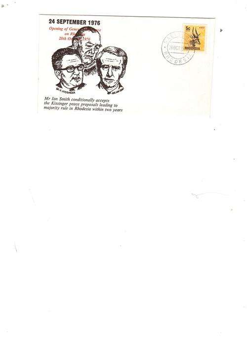 RHODESIA FIRST DAY COVER 1976  VORSTER,KISSINGER AND IAN SMITH SEE PICS