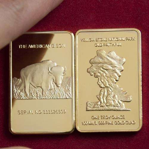 THE AMERICAN BISON ONE TROY OUNCE GOLD CLAD BAR UNCIRCULATED IN PLASTIC CAPSULE!!!!!!!!!!!!!