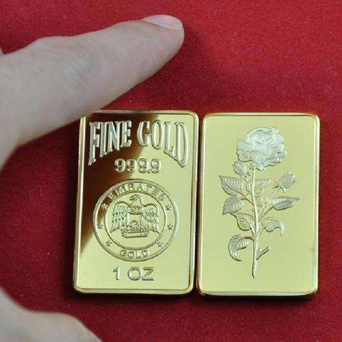 EMIRATES ROSE ONE OUNCE GOLD CLAD BAR UNCIRCULATED IN PLASTIC CAPSULE SEE PICS!!!!!!!