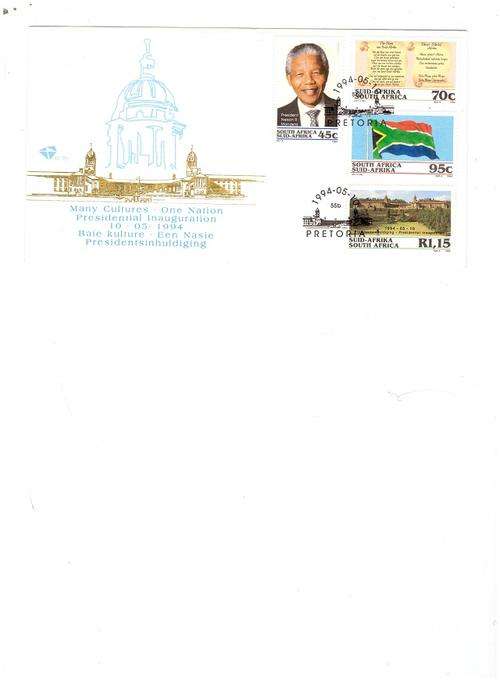 MANDELA 1994 INAUGURATION FIRST DAY COVER 6.3 B SEE PICS!!!!!!!!!!