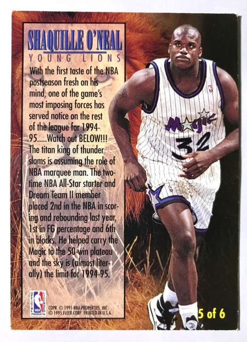 1994-95 Shaquille O`Neal young lion insert NBA Basketball Card