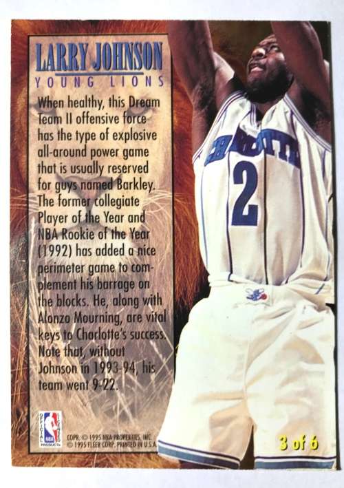 1994-95 Larry Johnson young lion insert NBA Basketball Card