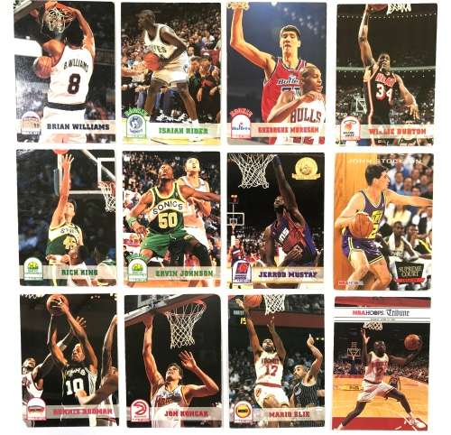 1994 NBA Hoops Card Lot (12) Rodman, Stackton, Rider rookie