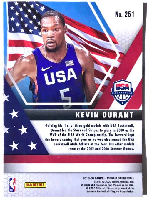 2019-2020 Panini Mosaic Kevin Durant USA Insert #251